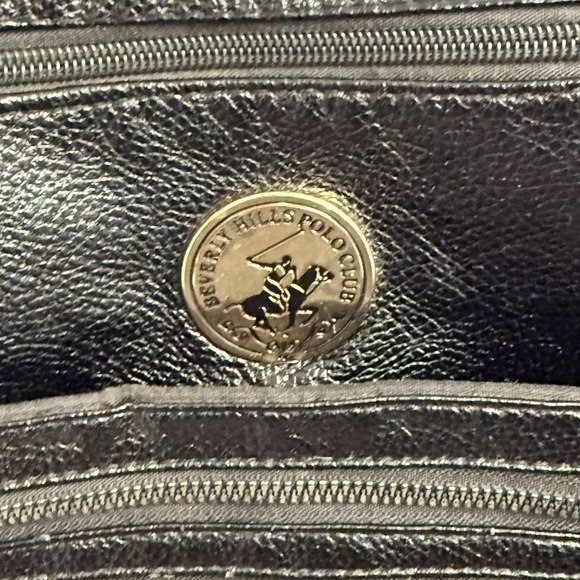 Beverly Hills Polo Club Black Leather Crossbody Bag Purse Handbag Multi Pockets - Picture 13 of 14